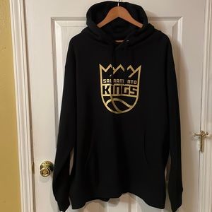 Sacramento Kings Mens Pullover Hoodie Black Gold Logo Fanatics NBA Size 2XL
